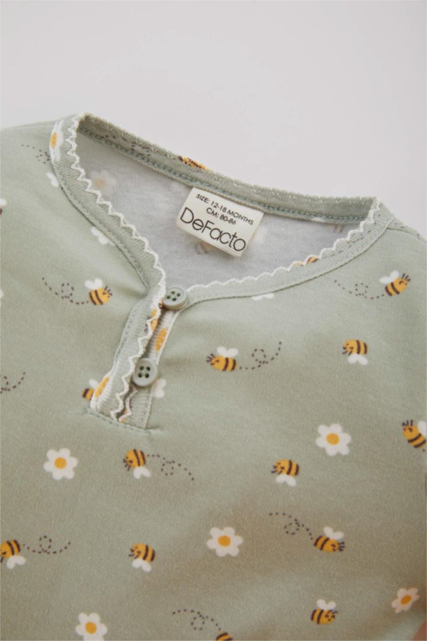 BABY GIRL Mint Baby Girl Floral Long Sleeve 2 Piece Pajama Set