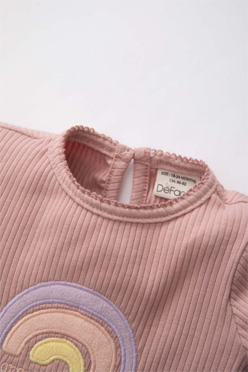 BABY GIRL Pink Baby Girl Embroidered Ribbed Camisole Pajama Set