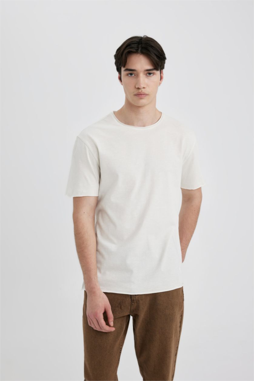 MAN Ecru Regular Fit Crew Neck Short Sleeve Basic T-Shirt