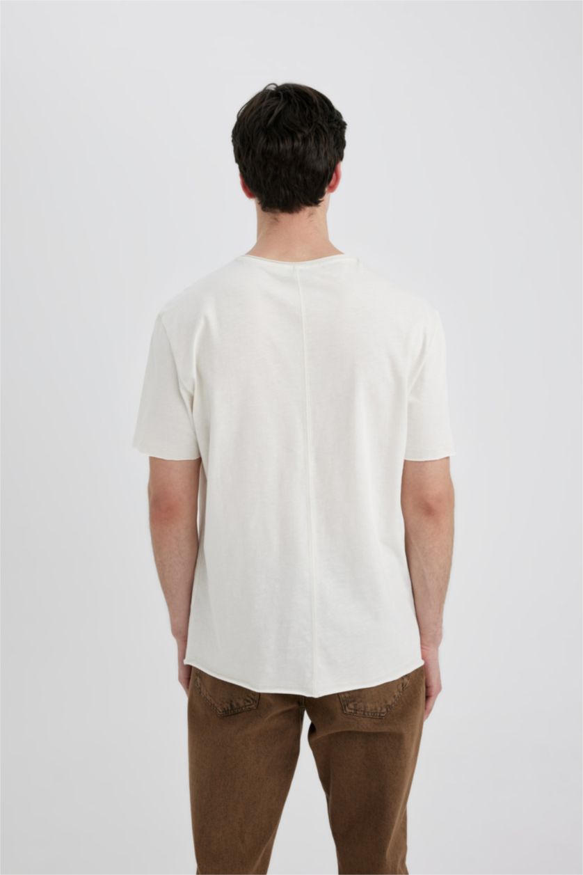 MAN Ecru Regular Fit Crew Neck Short Sleeve Basic T-Shirt