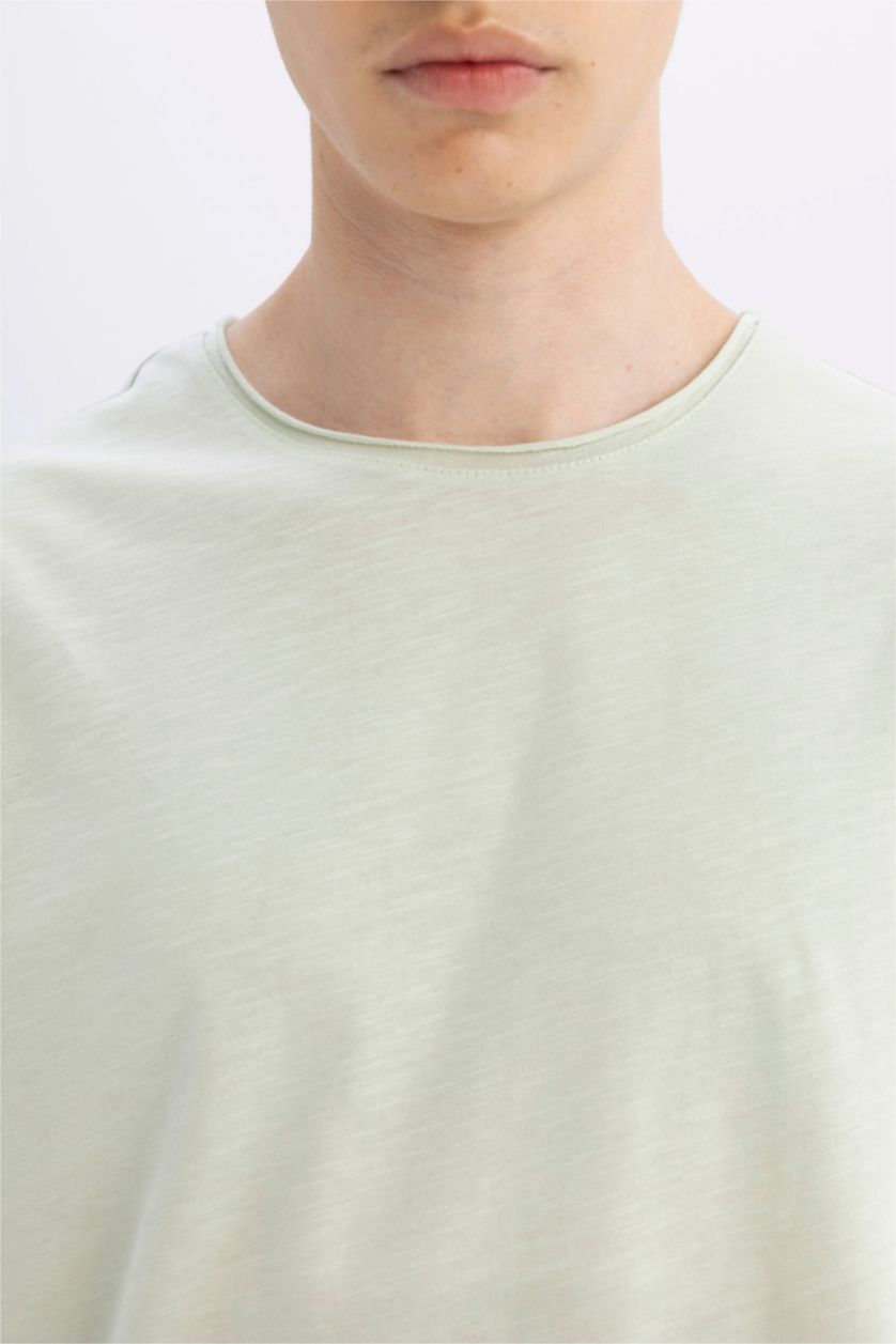 Erkek Mint %100 Pamuk Regular Fit Bisiklet Yaka Kısa Kollu Basic Düz Tişört