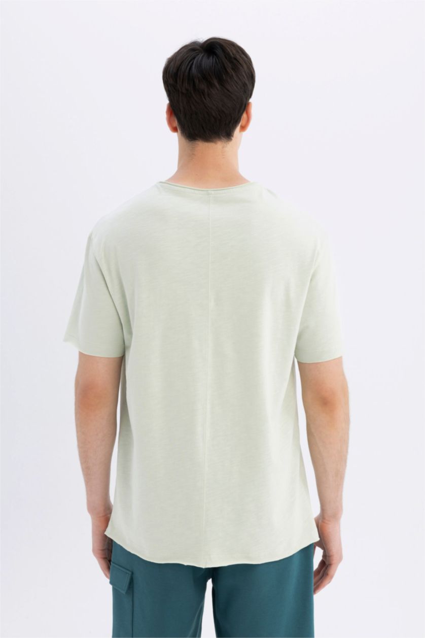 Erkek Mint %100 Pamuk Regular Fit Bisiklet Yaka Kısa Kollu Basic Düz Tişört