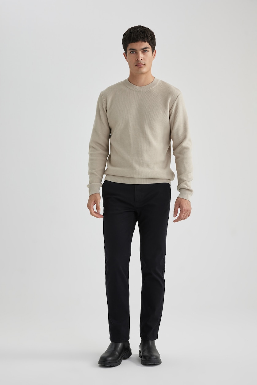 رجال اللون الحجري Standard Fit Knitwear Pullover