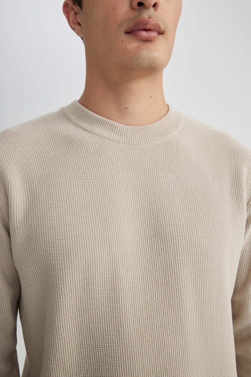رجال اللون الحجري Standard Fit Knitwear Pullover