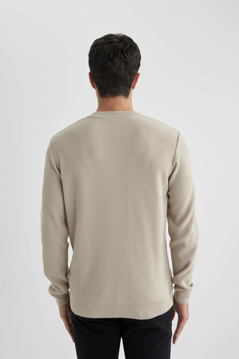 رجال اللون الحجري Standard Fit Knitwear Pullover