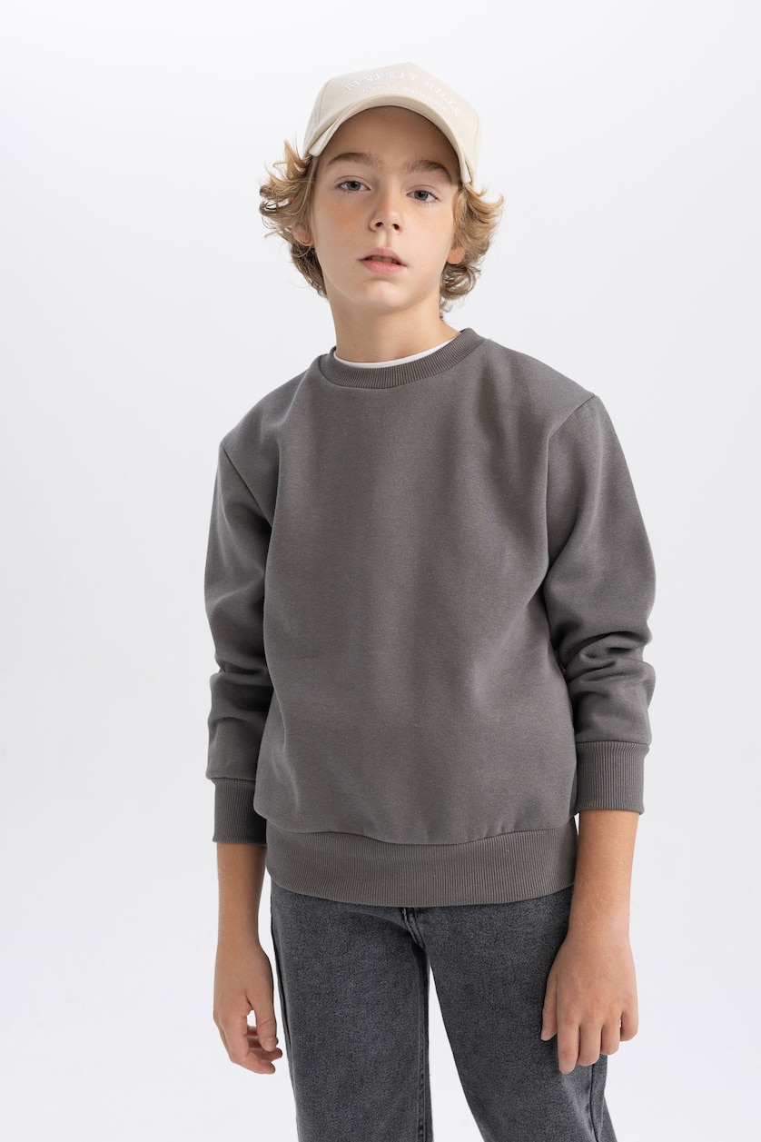 Young Boys - Teen Boys Dark Grey Boy Regular Fit Crew Neck Sweatshirt
