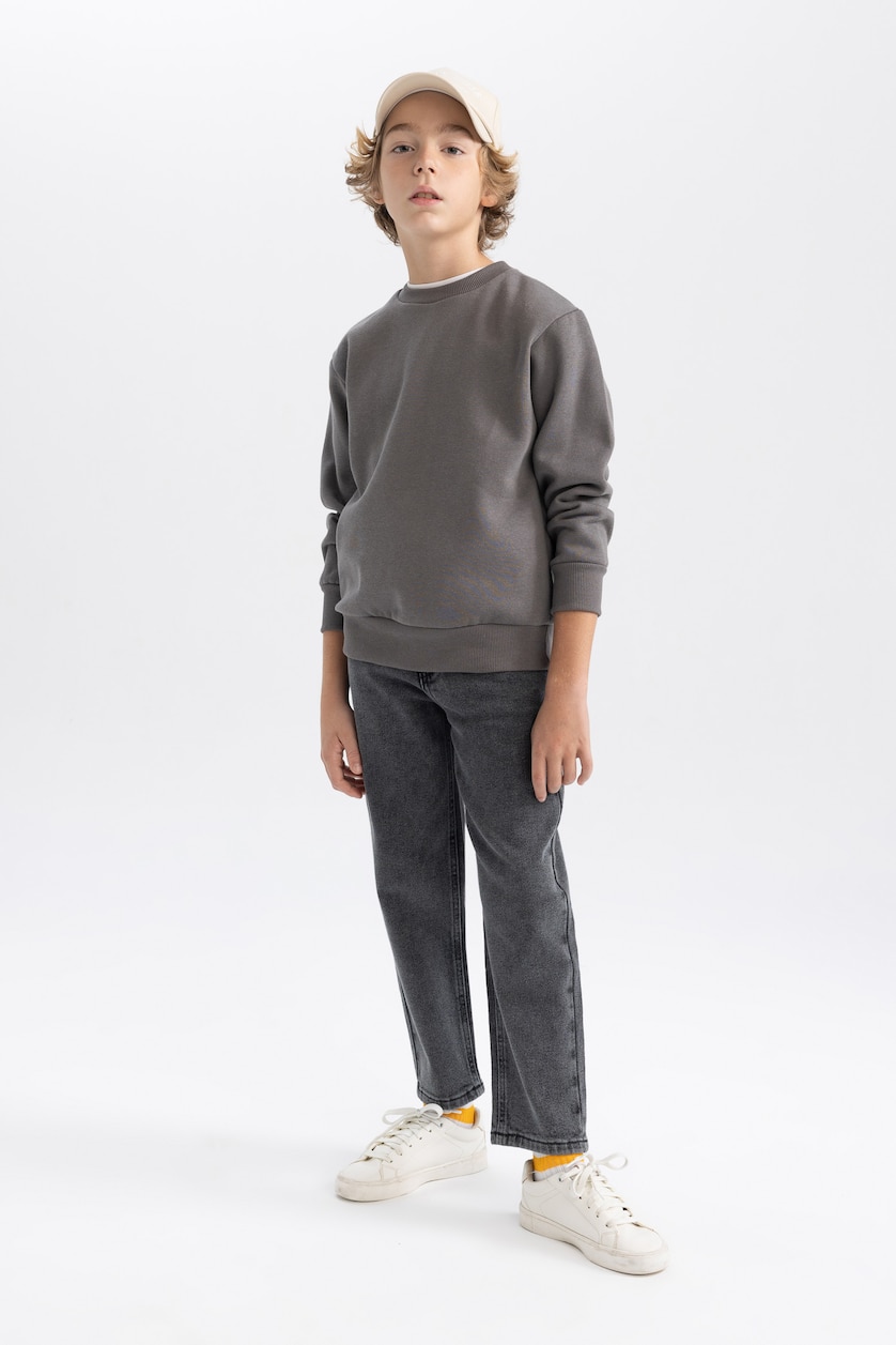 Young Boys - Teen Boys Dark Grey Boy Regular Fit Crew Neck Sweatshirt