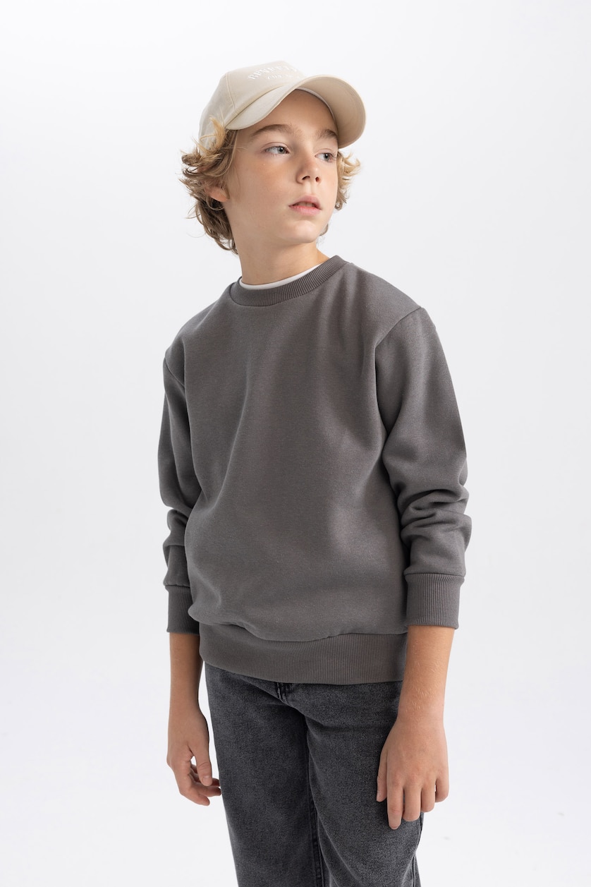 Young Boys - Teen Boys Dark Grey Boy Regular Fit Crew Neck Sweatshirt