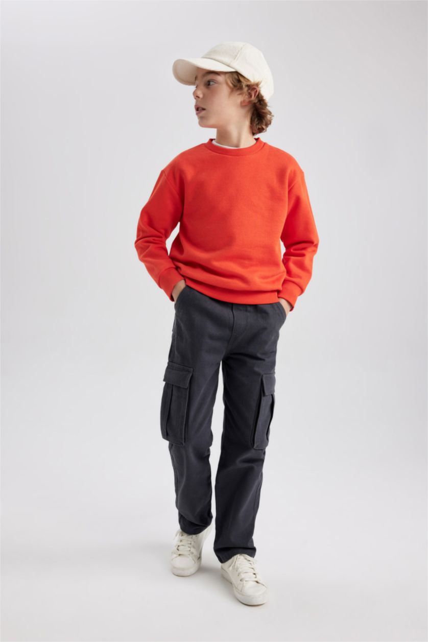 Young Boys - Teen Boys Orange Boy Regular Fit Crew Neck Sweatshirt