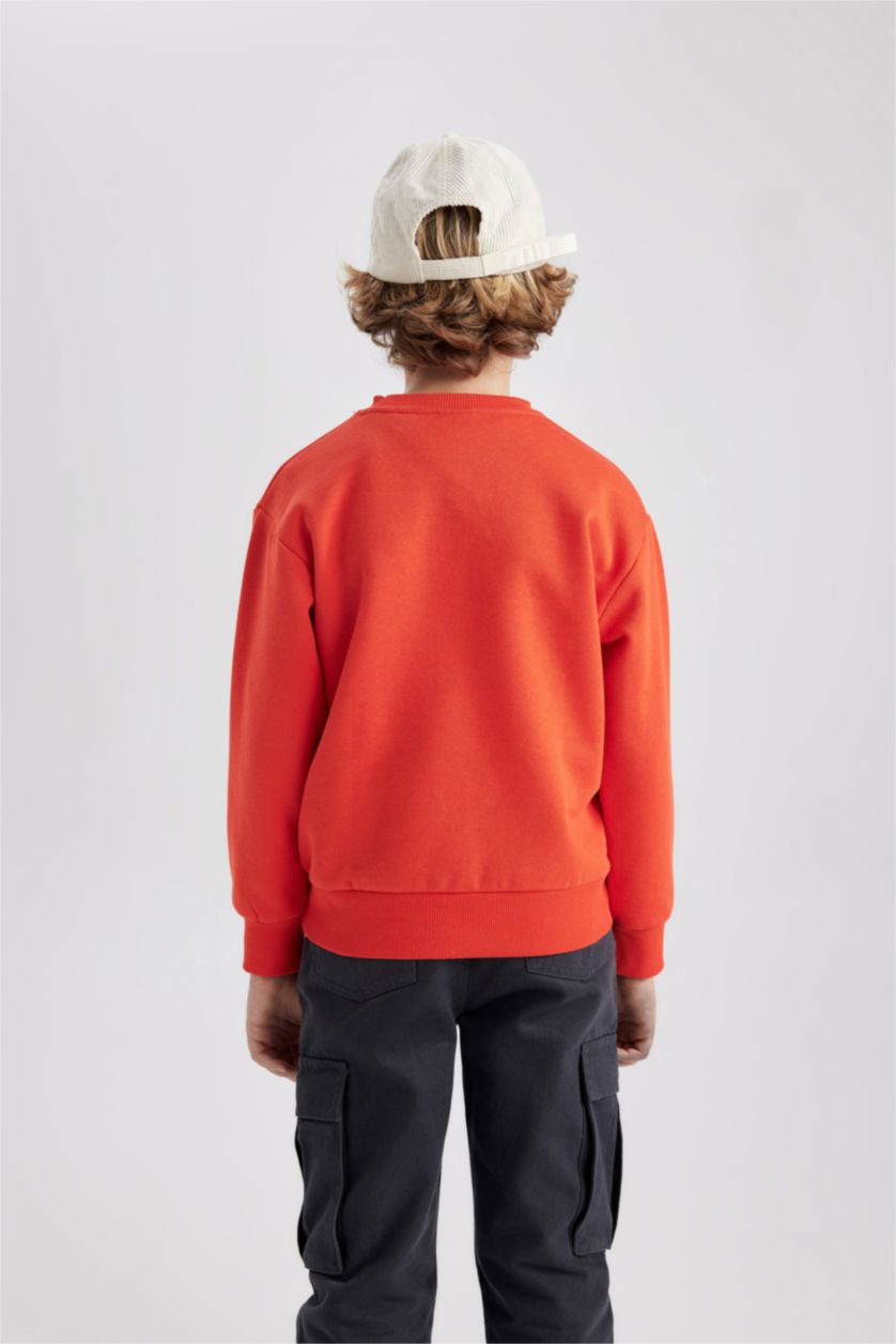 Young Boys - Teen Boys Orange Boy Regular Fit Crew Neck Sweatshirt
