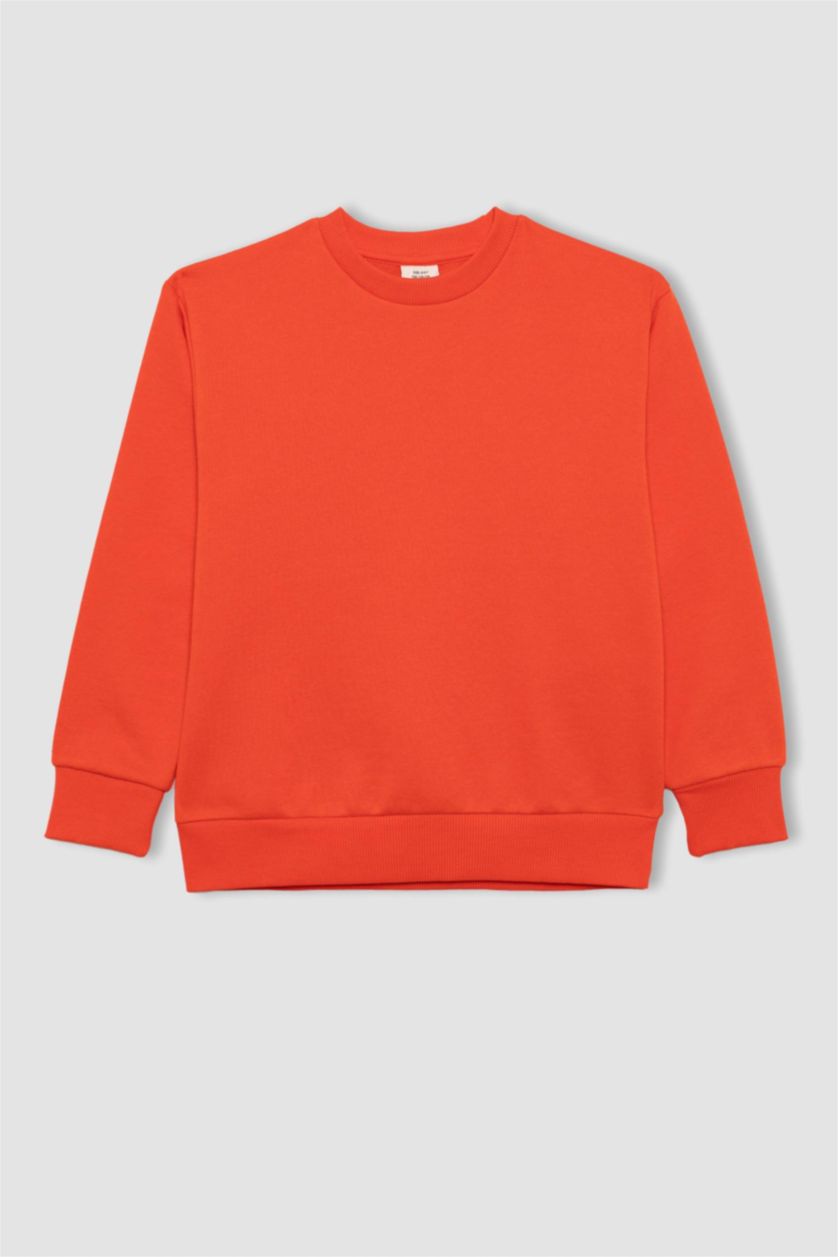 Young Boys - Teen Boys Orange Boy Regular Fit Crew Neck Sweatshirt
