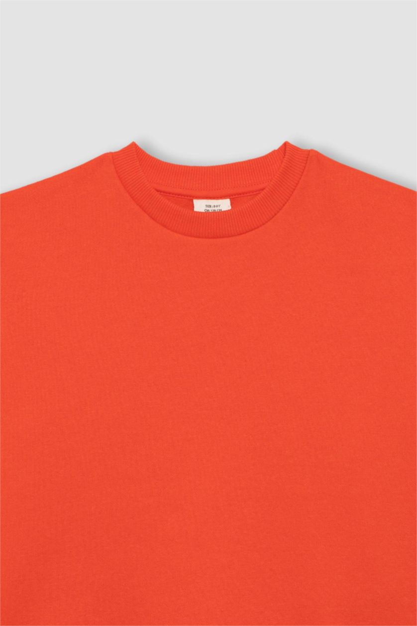 Young Boys - Teen Boys Orange Boy Regular Fit Crew Neck Sweatshirt