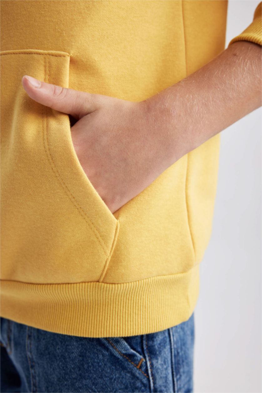 Boys & Teens Yellow Boy Regular Fit Hooded Sweatshirt