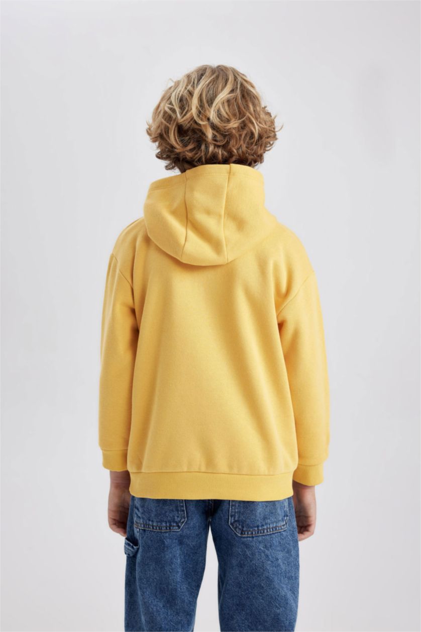 Boys & Teens Yellow Boy Regular Fit Hooded Sweatshirt
