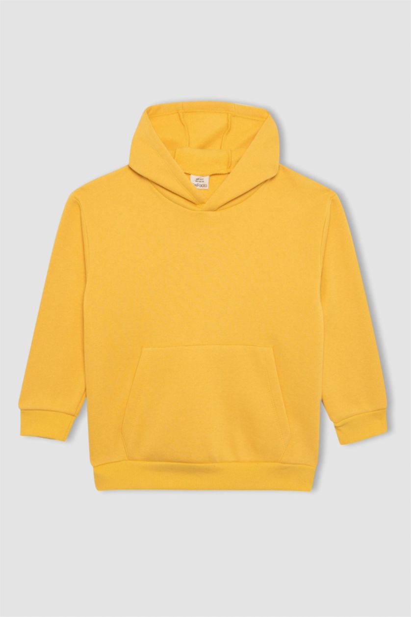 Boys & Teens Yellow Boy Regular Fit Hooded Sweatshirt