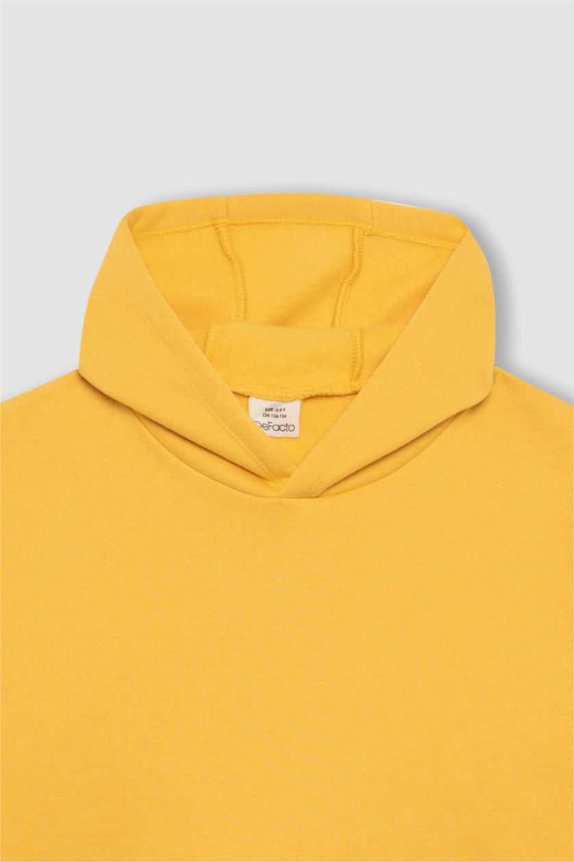 Boys & Teens Yellow Boy Regular Fit Hooded Sweatshirt