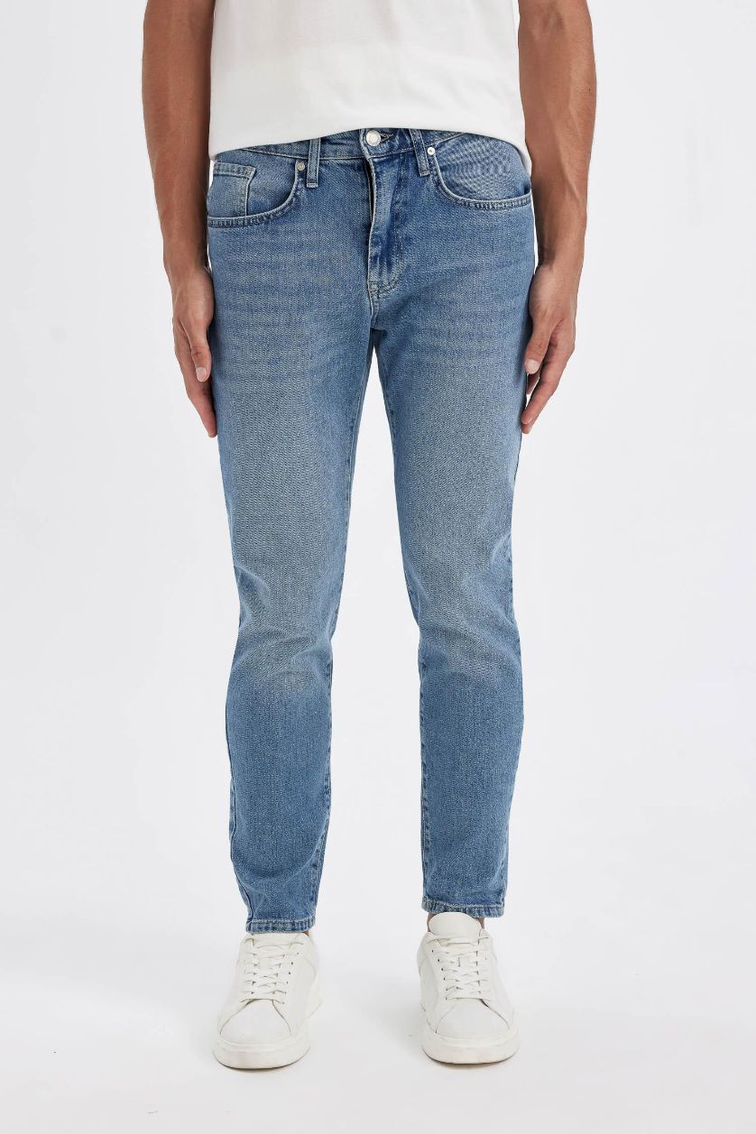 HOMME Bleu Pantalon Jean Slim  à Taille Normale et Jambe ajustées