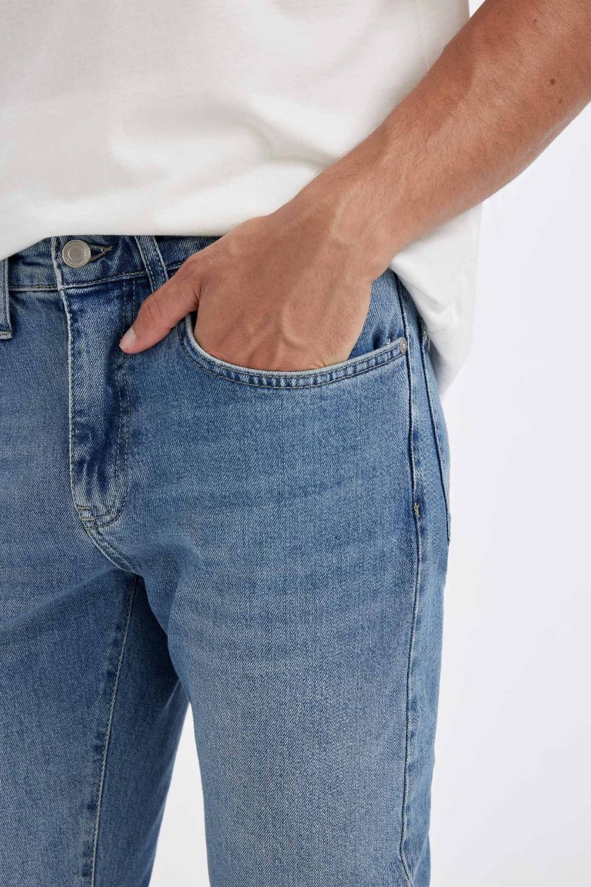 HOMME Bleu Pantalon Jean Slim  à Taille Normale et Jambe ajustées