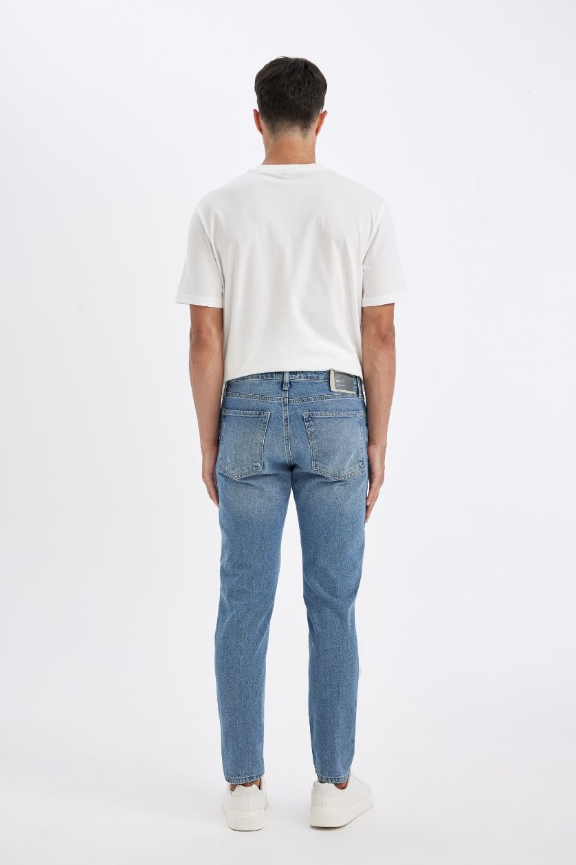 HOMME Bleu Pantalon Jean Slim  à Taille Normale et Jambe ajustées