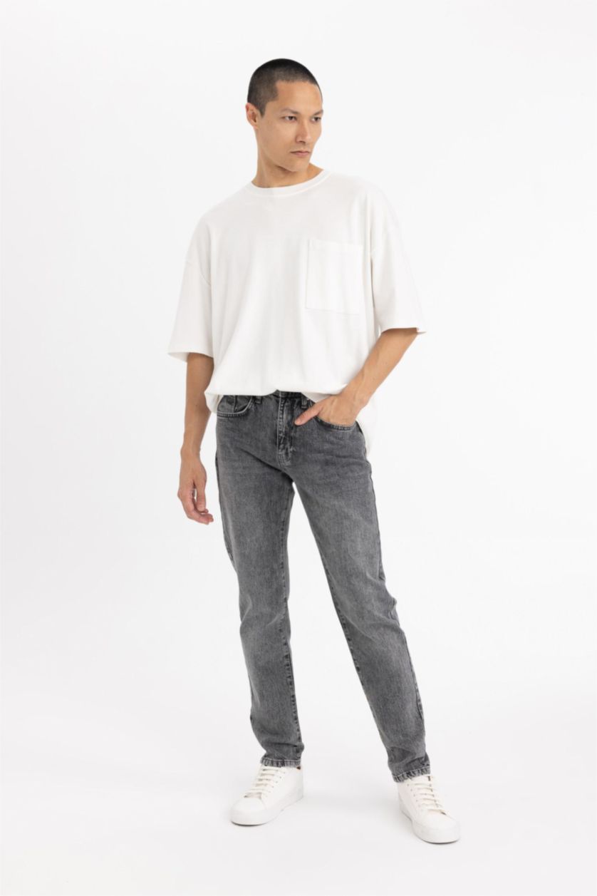 MAN Grey Slim Fit Normal Waist Tapered Leg Jeans