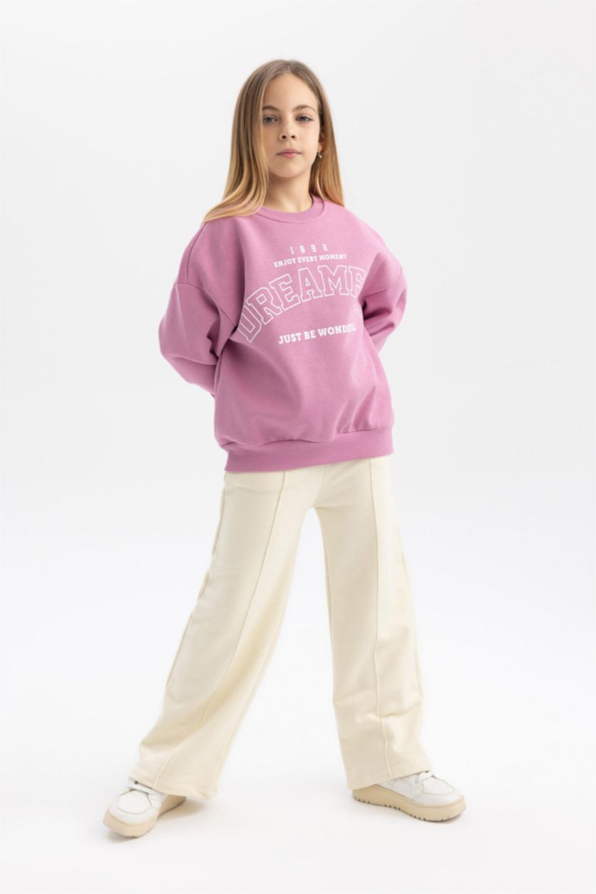Young Girls - Teen Girls Ecru Girl Wide Leg Trousers