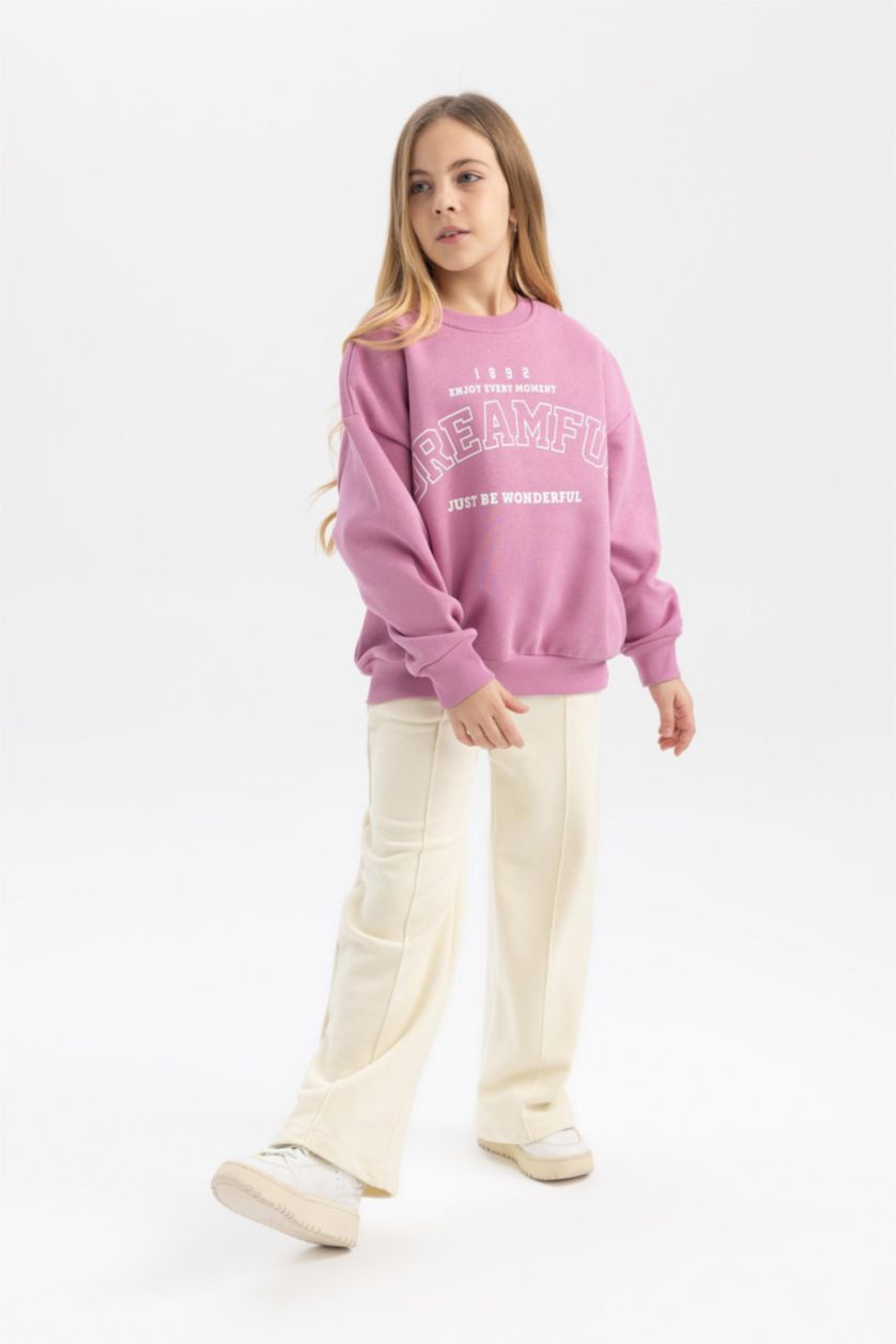 Young Girls - Teen Girls Ecru Girl Wide Leg Trousers
