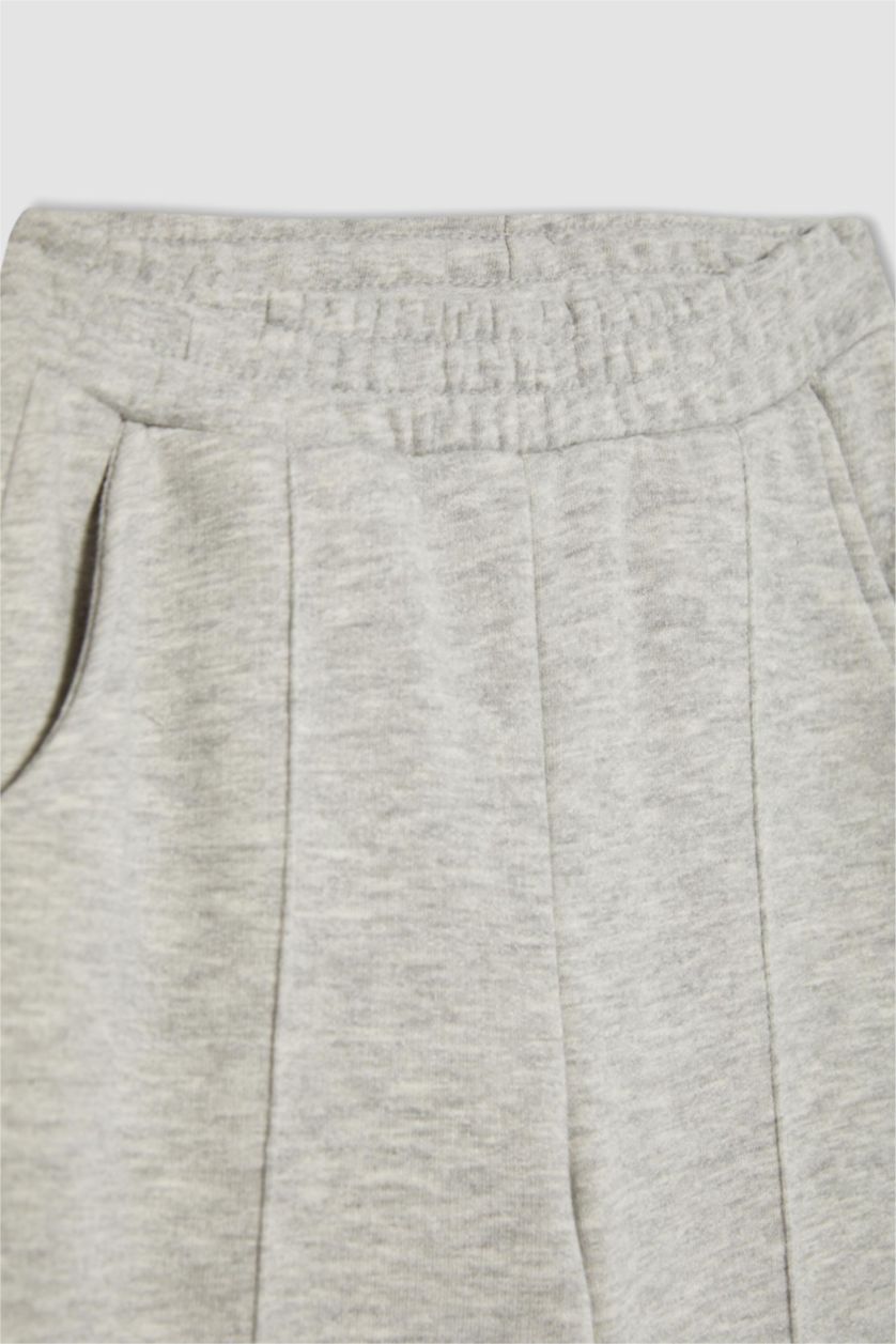 بنات ميلانج رمادي بنطرون وايد ليج بناتي برجل واسع