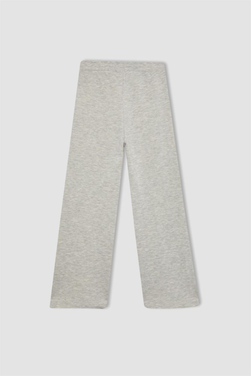 بنات ميلانج رمادي بنطرون وايد ليج بناتي برجل واسع