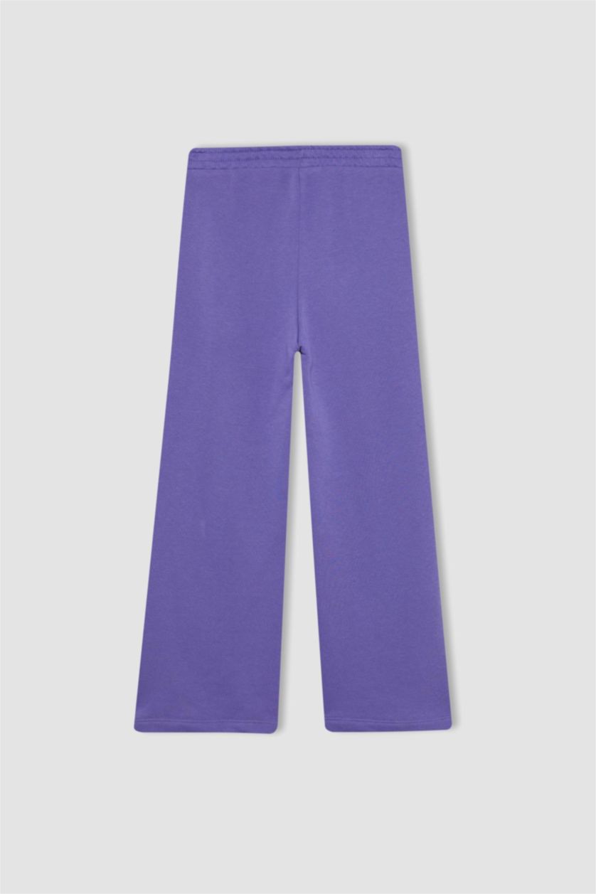 Kız Çocuk - Genç Kız Mor Kız Çocuk Beli Lastikli Wide Leg Eşofman Altı