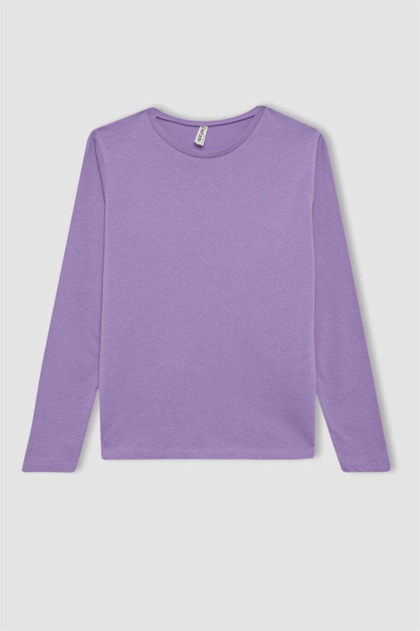 Girls & Teens Light Lilac Girl Regular Fit Crew Neck Long Sleeve T-Shirt