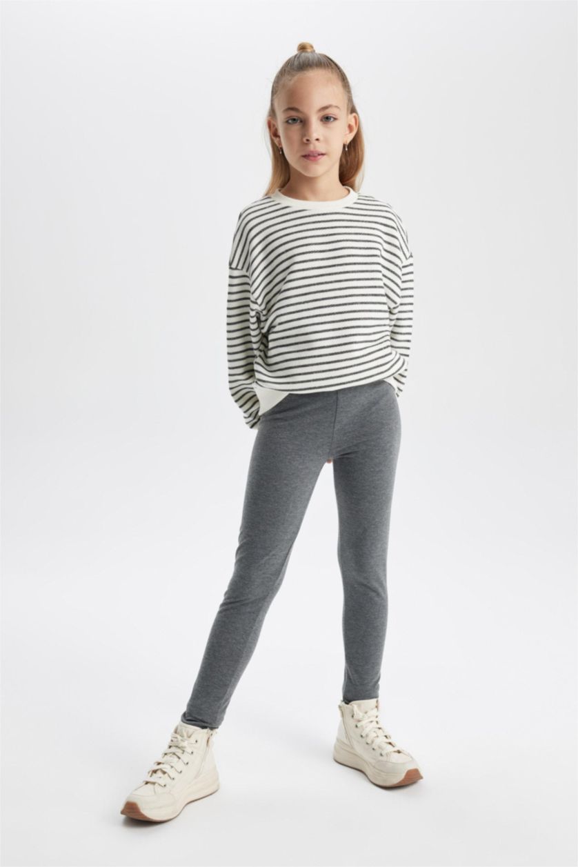 Kız Çocuk - Genç Kız Antrasit Melanj Tayt Kız Çocuk