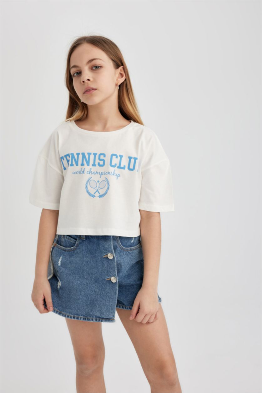 Girls & Teens Blue Girl 2 Piece Short Sleeve Crop T-Shirt