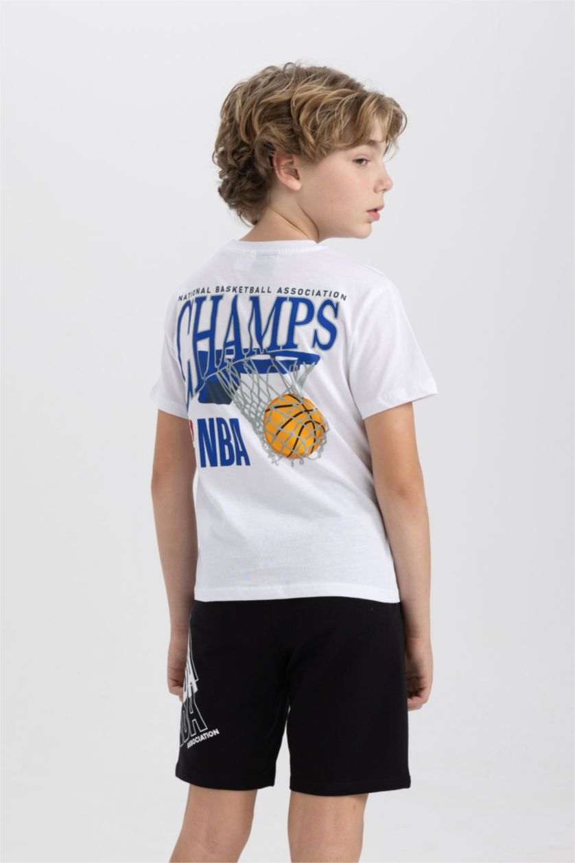 GARÇONS Blanc Ensemble En Tricot Col rond Manche Courte 2 Nba Wordmark Garçon