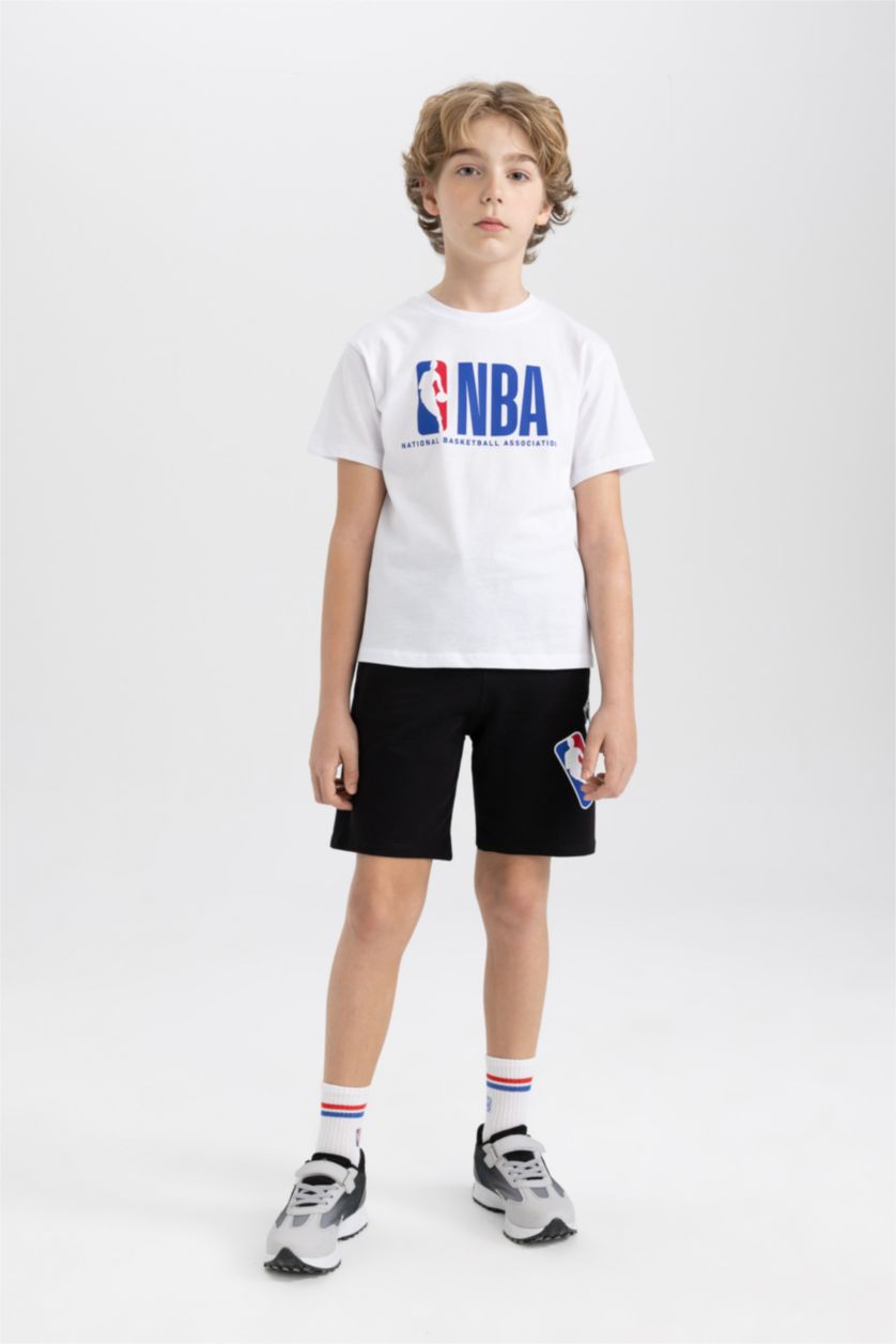 GARÇONS Blanc Ensemble En Tricot Col rond Manche Courte 2 Nba Wordmark Garçon