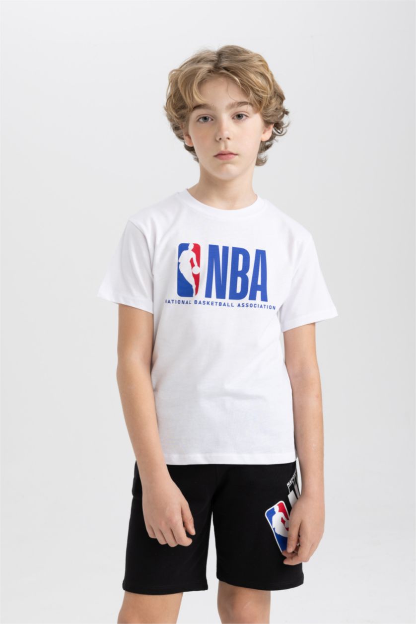 GARÇONS Blanc Ensemble En Tricot Col rond Manche Courte 2 Nba Wordmark Garçon