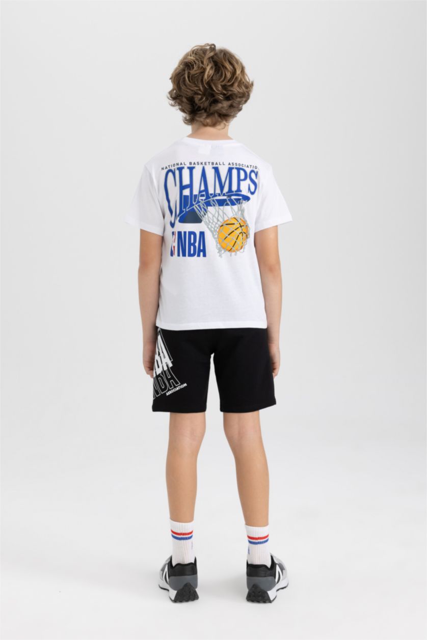 GARÇONS Blanc Ensemble En Tricot Col rond Manche Courte 2 Nba Wordmark Garçon