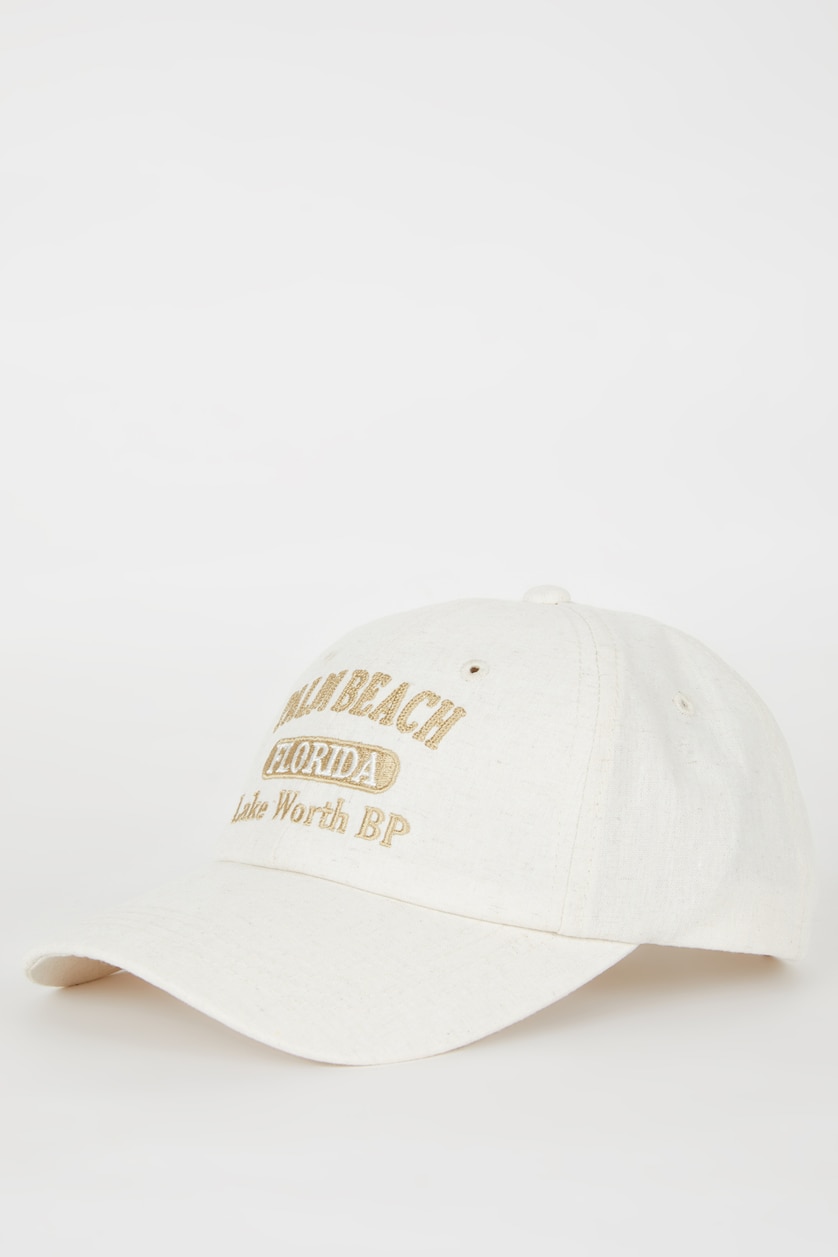 Beige Woman Woman Linen Embroidered Hat 3068776 | DeFacto
