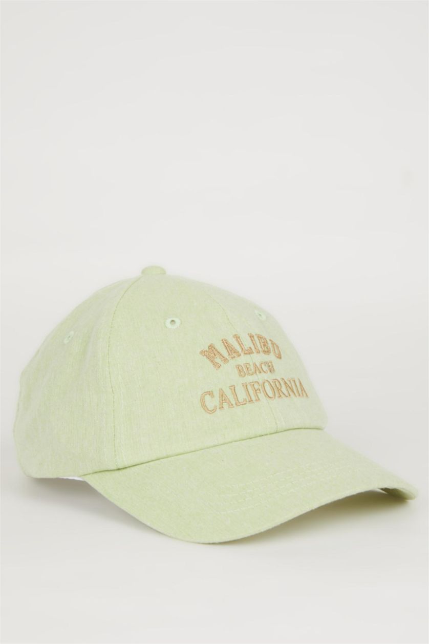 FEMME Vert Clair Bonnet en Lin Brodé pour Femme