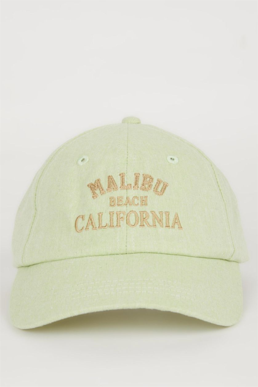 FEMME Vert Clair Bonnet en Lin Brodé pour Femme