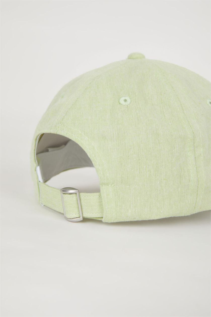 FEMME Vert Clair Bonnet en Lin Brodé pour Femme