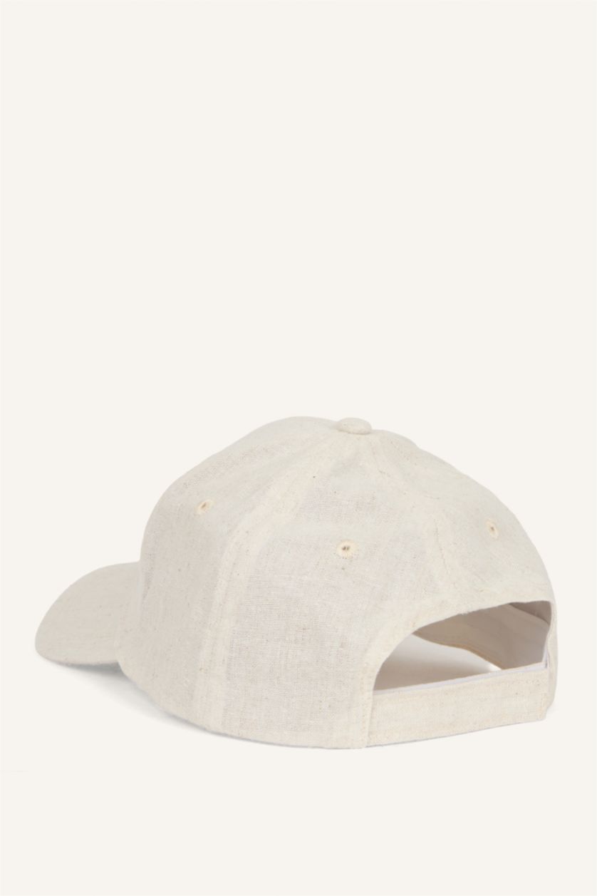 Kadın Bej Kadın Nakışlı Keten Cap Şapka