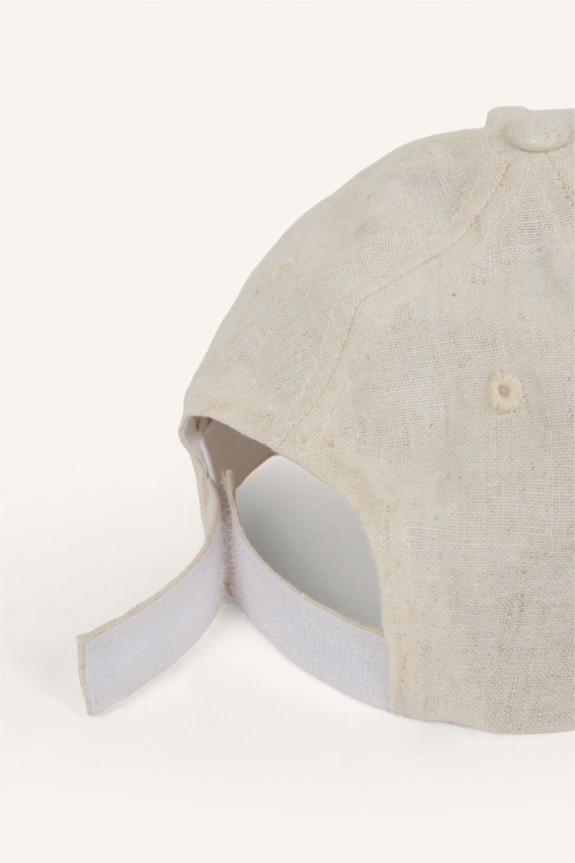 Kadın Bej Kadın Nakışlı Keten Cap Şapka