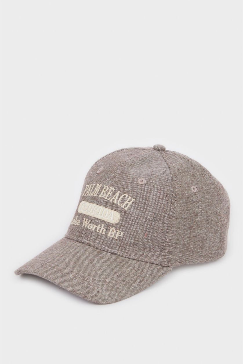 Kadın Kahve Kadın Nakışlı Keten Cap Şapka