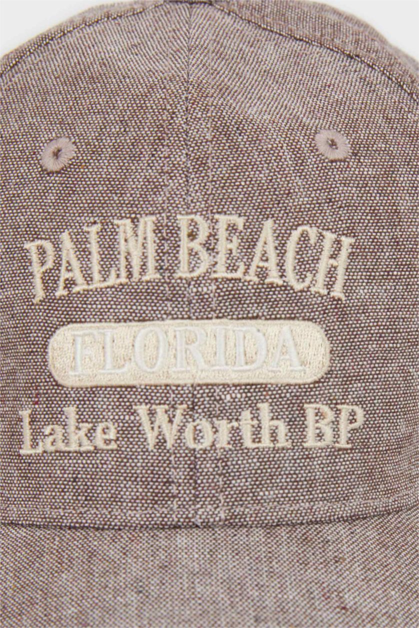 Kadın Kahve Kadın Nakışlı Keten Cap Şapka