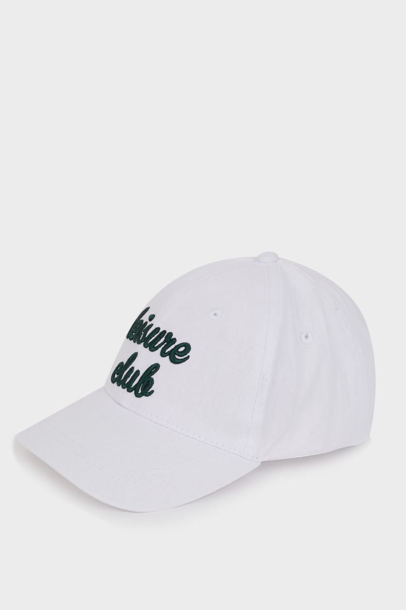 Kadın Beyaz Kadın Nakışlı Pamuklu Cap Şapka