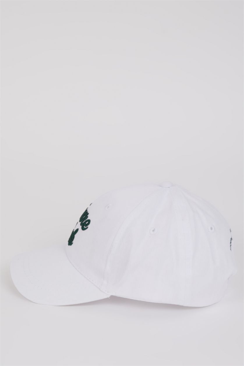 Kadın Beyaz Kadın Nakışlı Pamuklu Cap Şapka