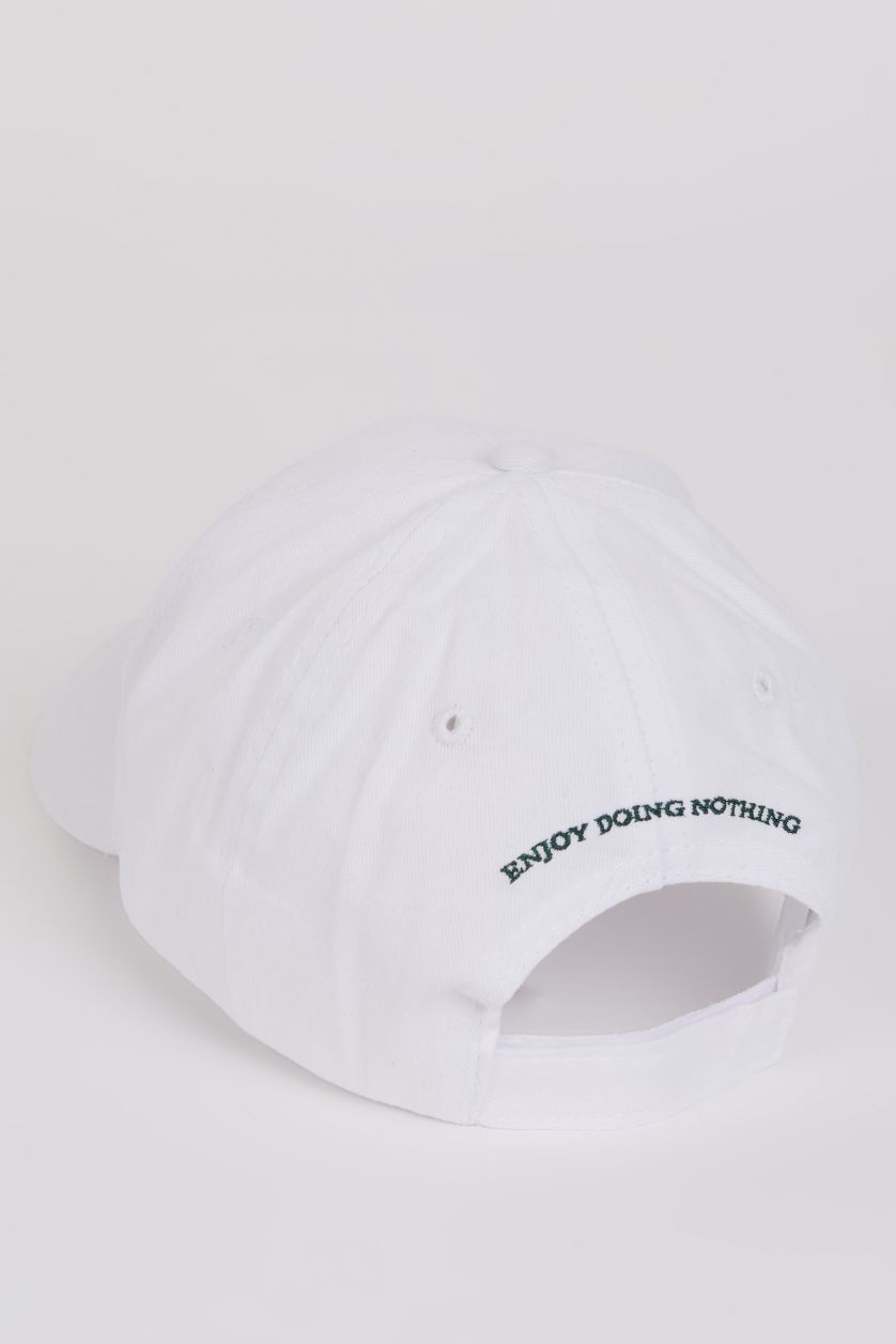 Kadın Beyaz Kadın Nakışlı Pamuklu Cap Şapka