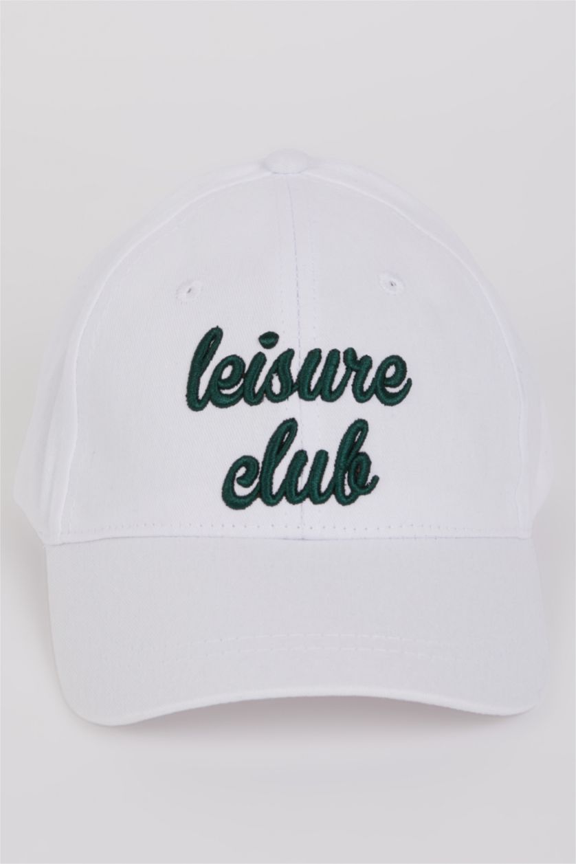 Kadın Beyaz Kadın Nakışlı Pamuklu Cap Şapka