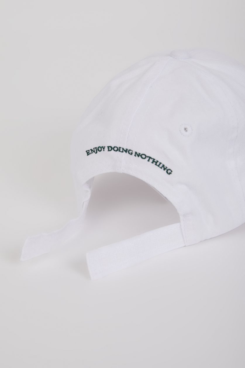 Kadın Beyaz Kadın Nakışlı Pamuklu Cap Şapka