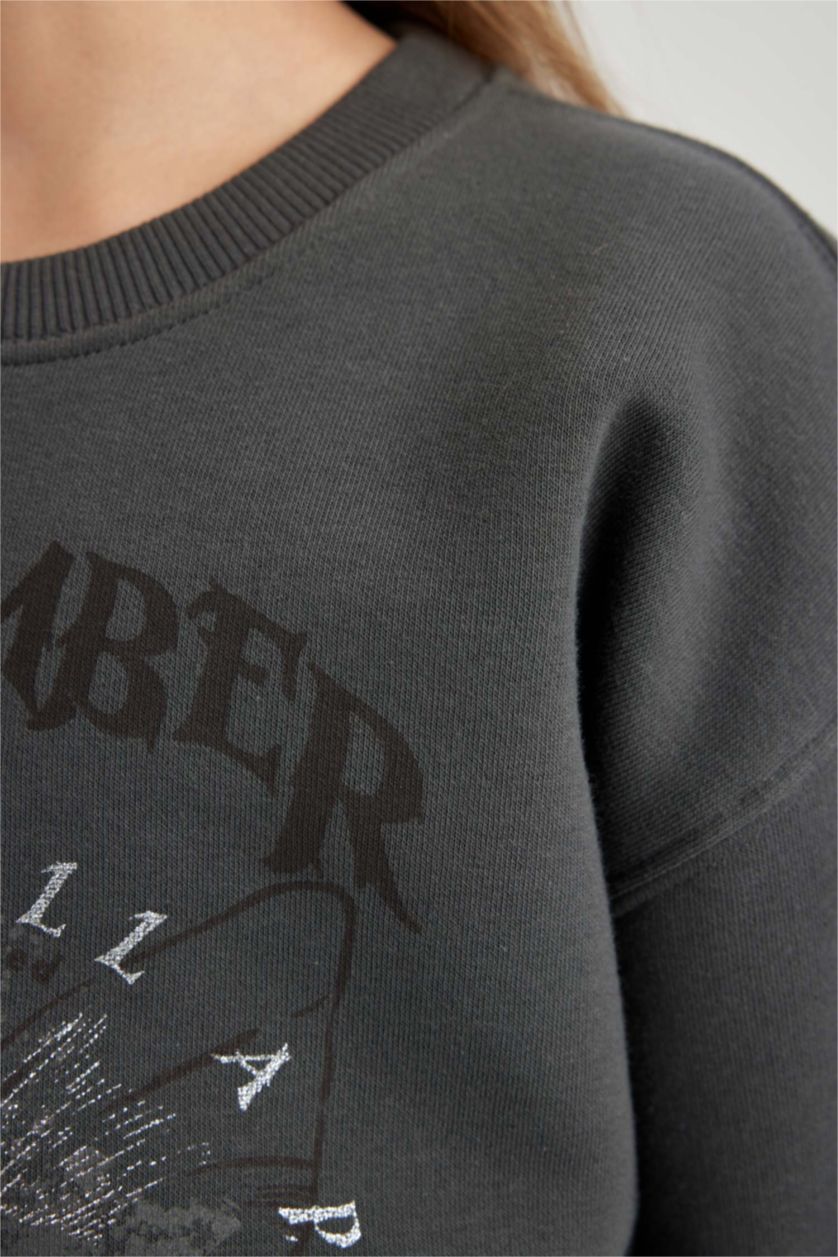 Girls & Teens Anthracite Regular Fit Crew Neck Sweatshirt